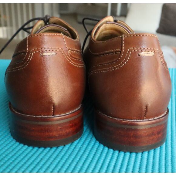 Johnston & Murphy Brown Leather Dark Burnished Toe Oxford Dress Shoes Mens 9M main image 4